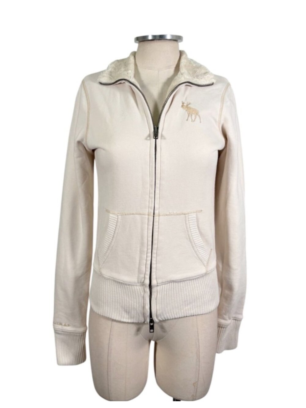 Vintage Abercrombie & Fitch Fleece Lined Zip Up Jacket Size Medium